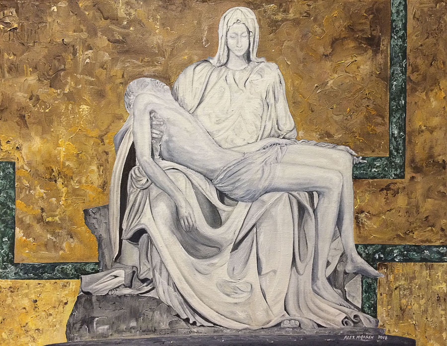 The Pieta (after a sculpture by Michelangelo). Oils_a